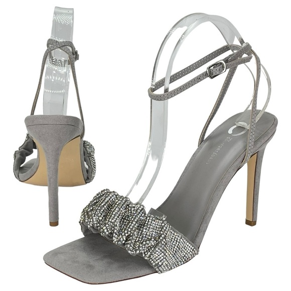 Journee Collection Arlette Grey Microfiber Rhinestone Womens Heels Size 9.5M - Picture 10 of 13